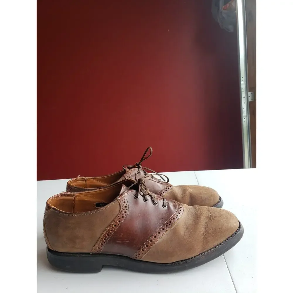 Allen Edmonds Shoes Size 9 D Mens Brown Oxford Presscott Saddle Two Tone Leather